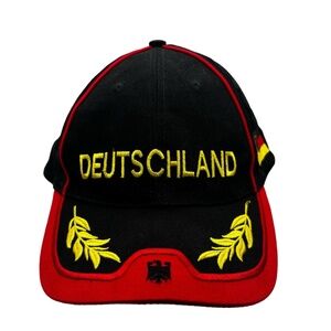 Deutschland Germany Flag Embroidered Baseball Hat Black Red Adjustable Cap